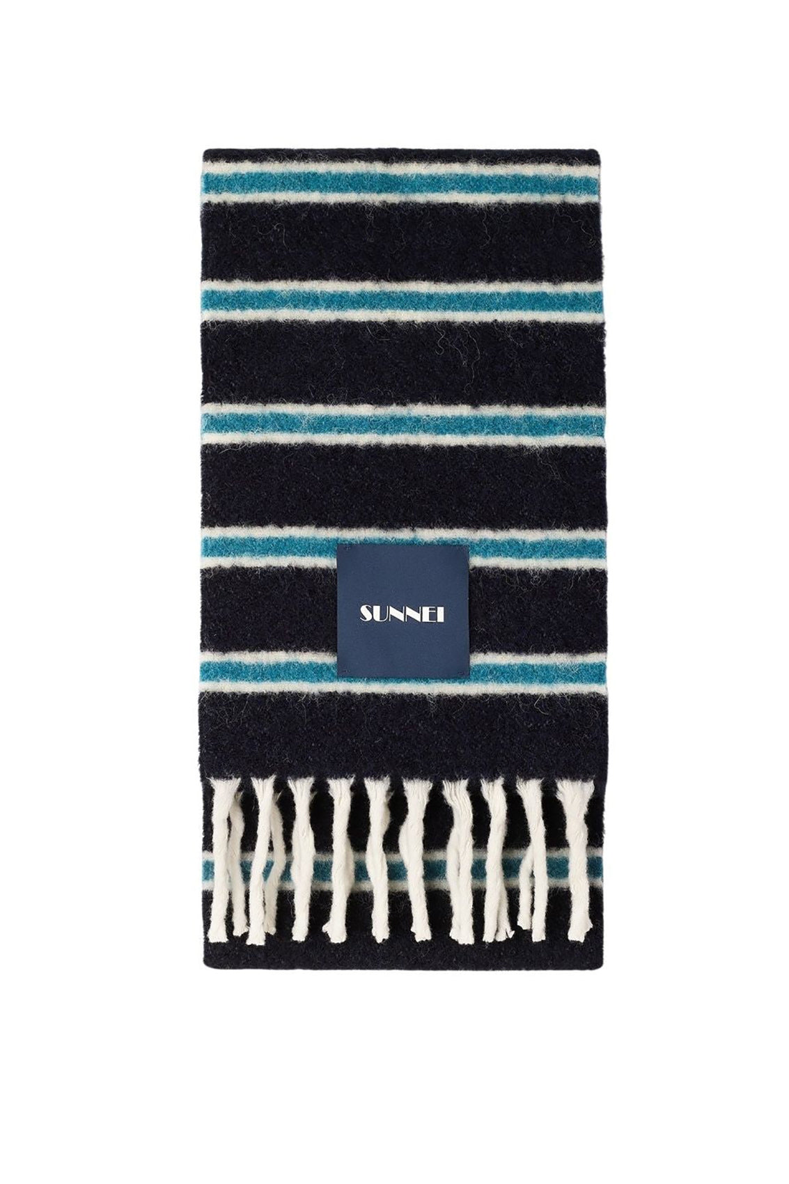 Striped wool scarf - Blue