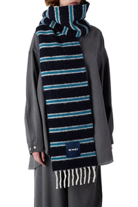Striped wool scarf - Blue