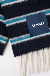 Striped wool scarf - Blue