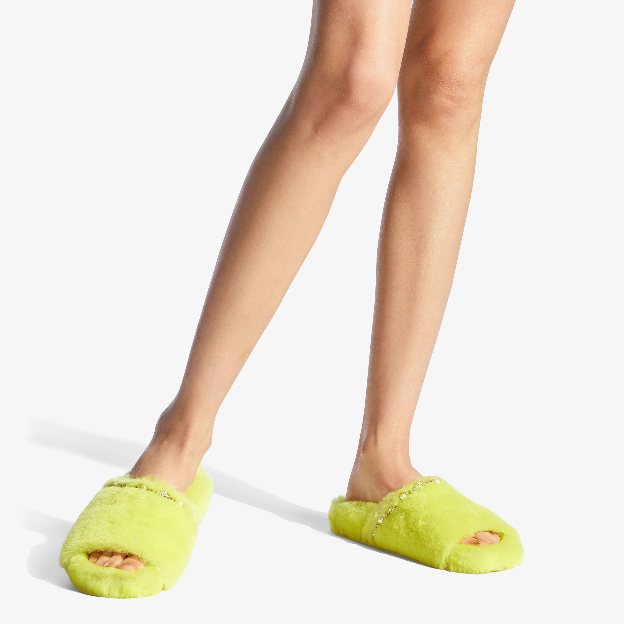 Sandales plates Acinda en cuir - Lime & Crystal Mix