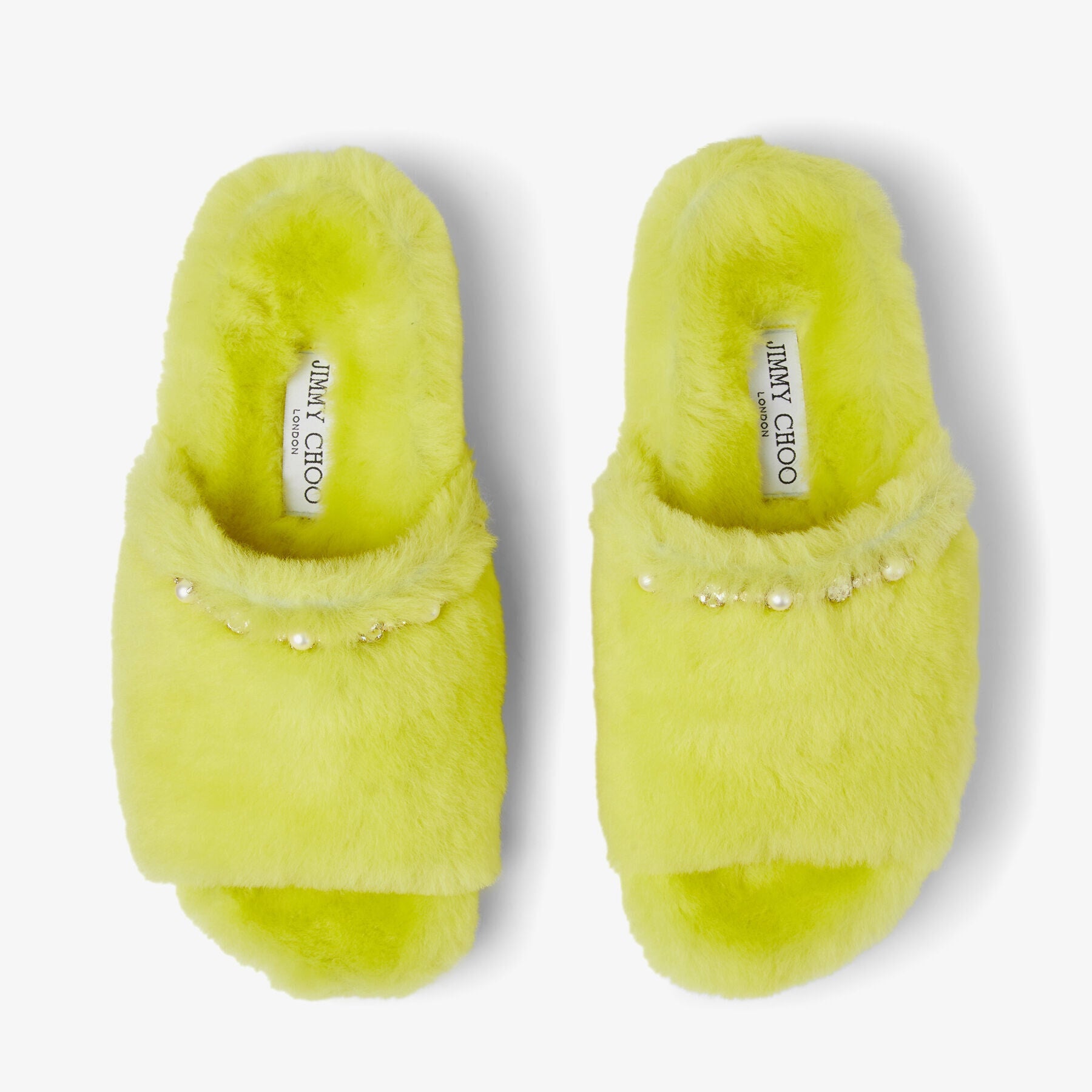 Sandales plates Acinda en cuir - Lime & Crystal Mix
