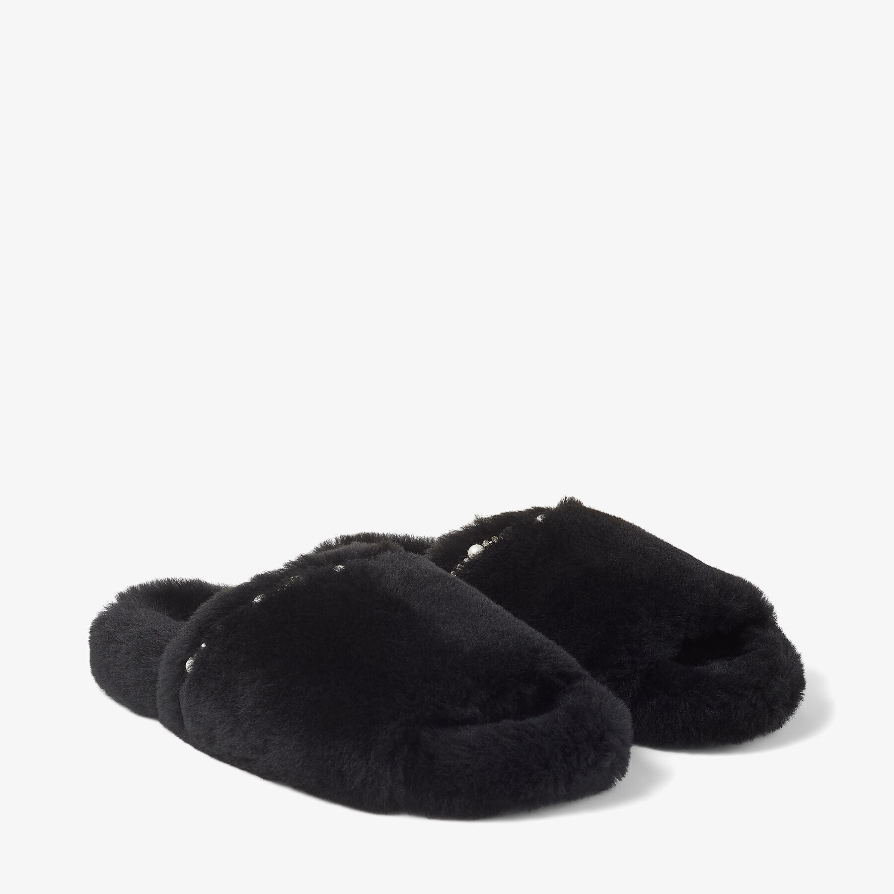 Acinda flat sandals in leather - Black & Crystal Mix