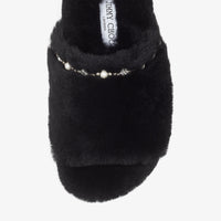 Acinda flat sandals in leather - Black & Crystal Mix
