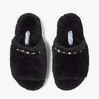 Acinda flat sandals in leather - Black & Crystal Mix