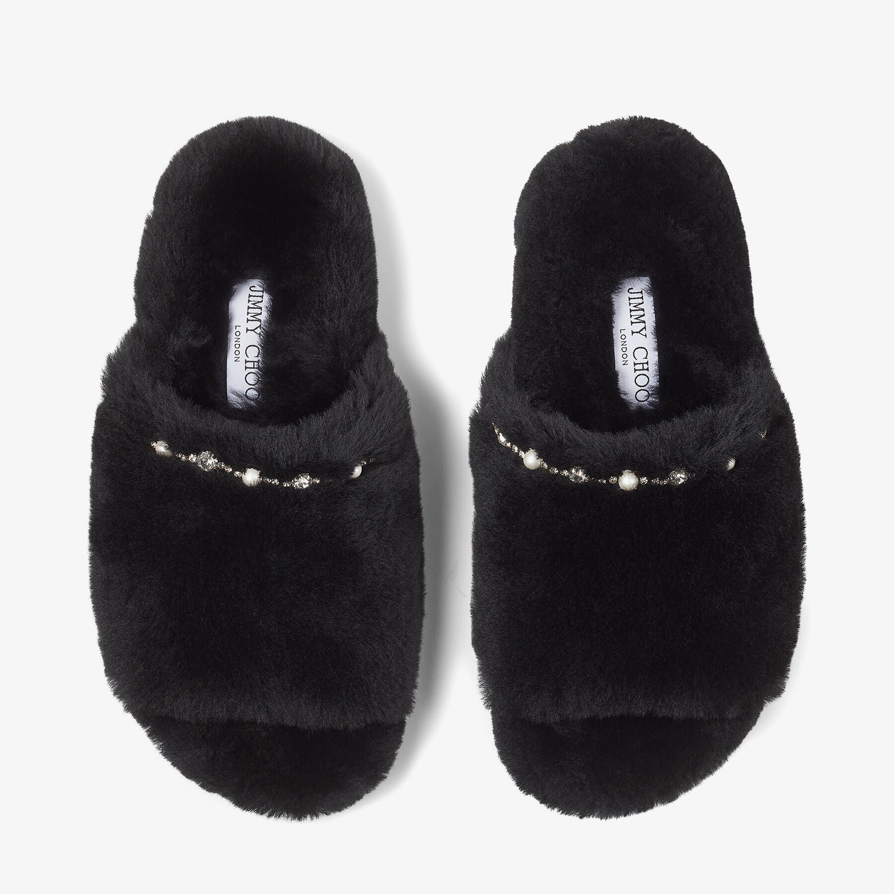 Acinda flat sandals in leather - Black & Crystal Mix