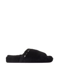Acinda flat sandals in leather - Black & Crystal Mix