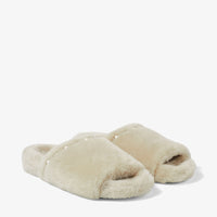 Acinda flat sandals in leather - Natural & Crystal Mix