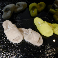 Acinda flat sandals in leather - Natural & Crystal Mix