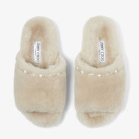 Acinda flat sandals in leather - Natural & Crystal Mix