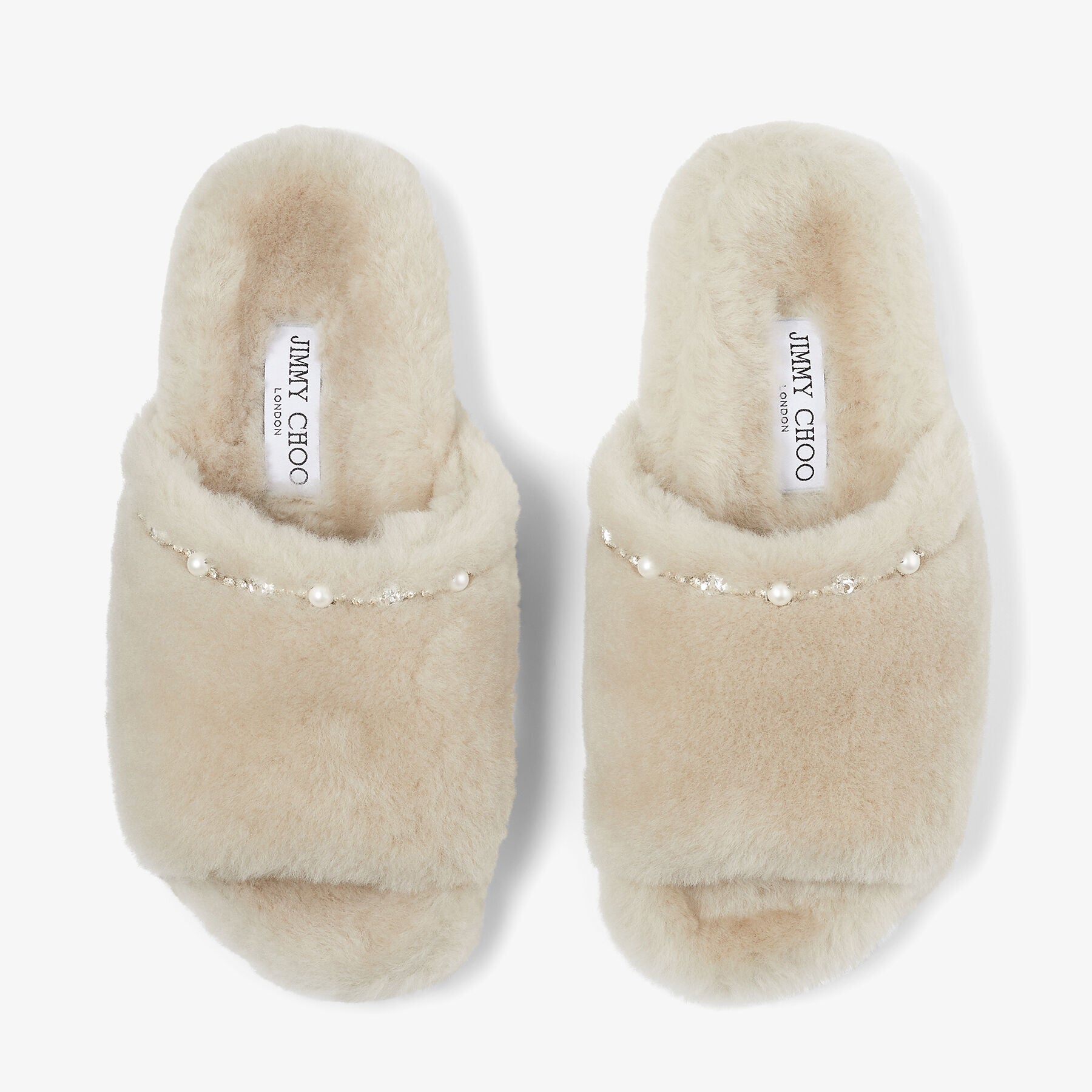Acinda flat sandals in leather - Natural & Crystal Mix