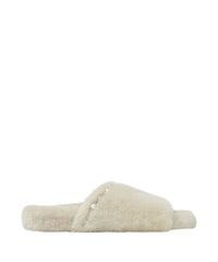 Acinda flat sandals in leather - Natural & Crystal Mix