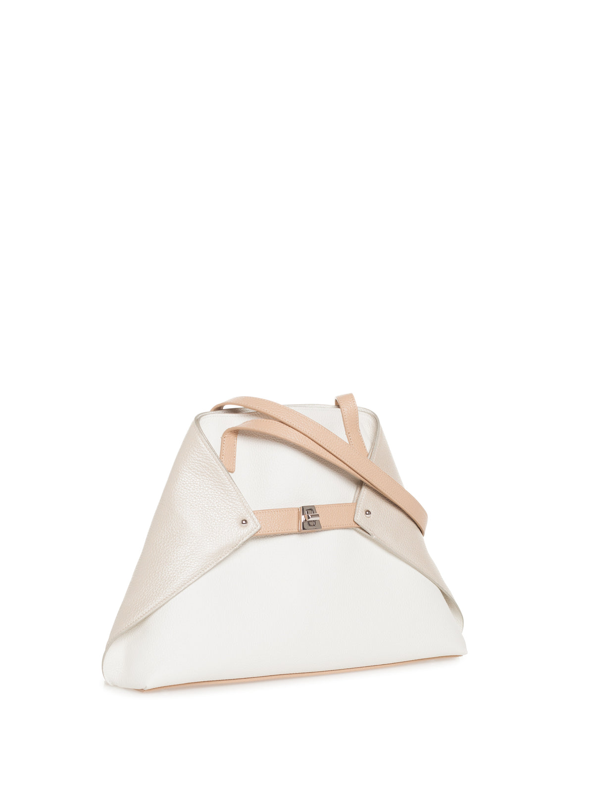WHITE-STUCCO MET.-CORDAGE HANDBAG