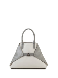WHITE-L.SILVER MET.-MARMO HANDBAG