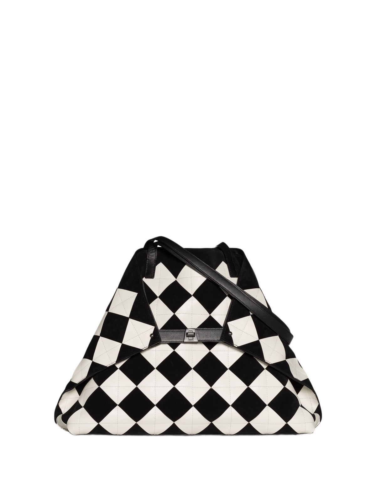 Sac à bandoulière Ai en cuir - Schwarz & Ecru