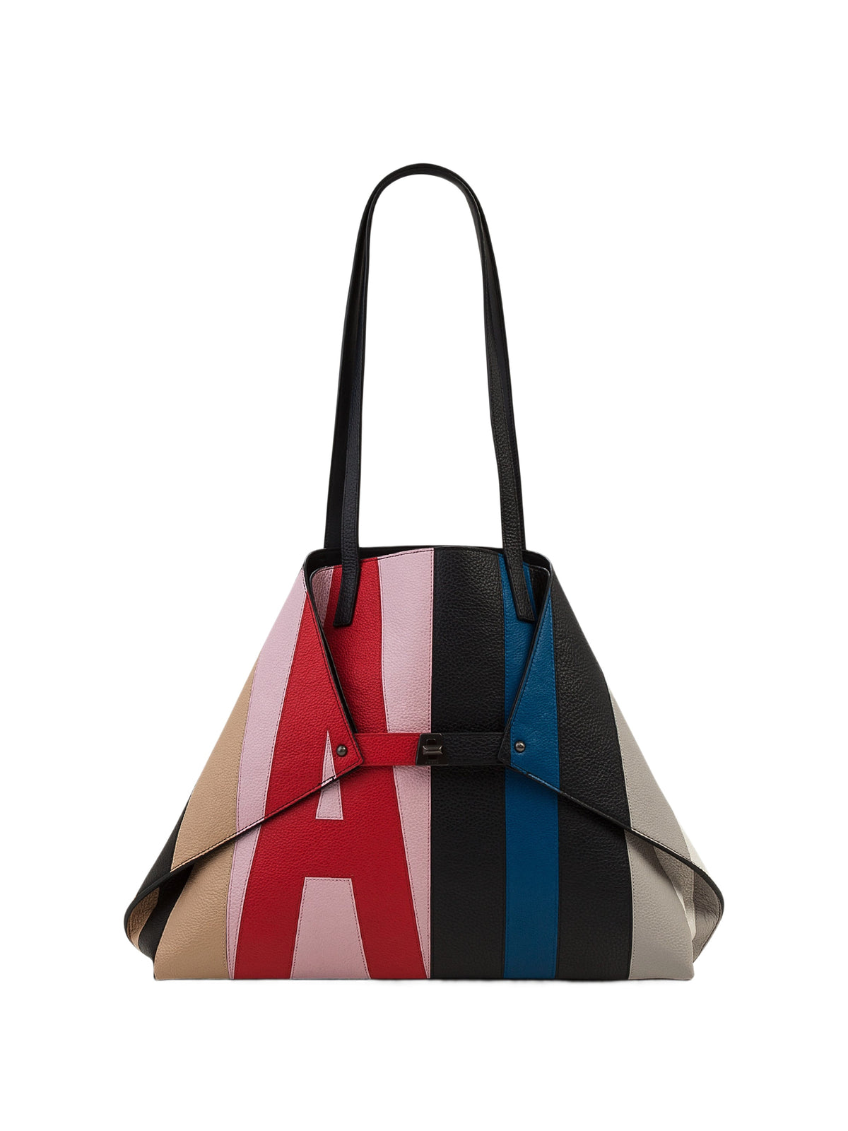 COLOR BLOCK-DENIM HANDBAG