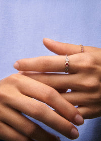 Adele N°1 ring in yellow gold and silver with diamond - Pink Sapphire