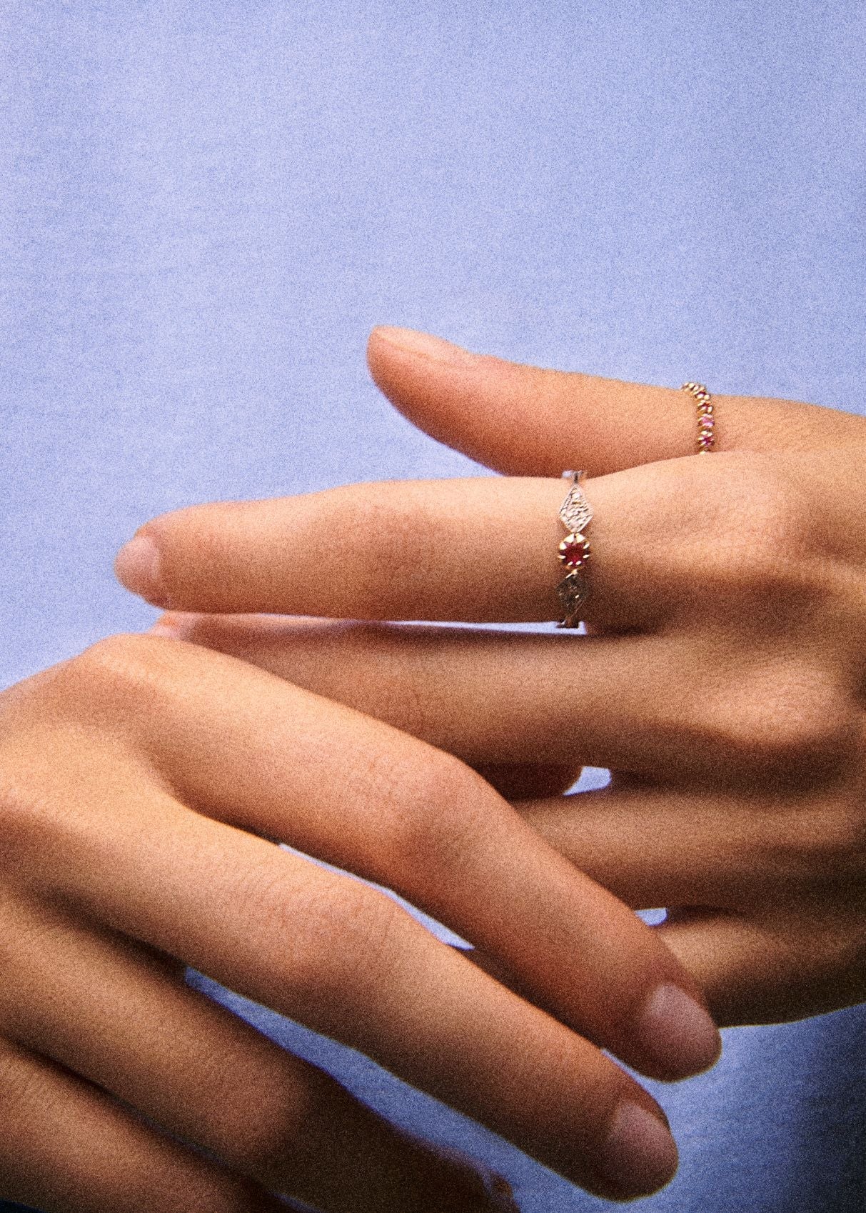 Adele N°1 ring in yellow gold and silver with diamond - Pink Sapphire