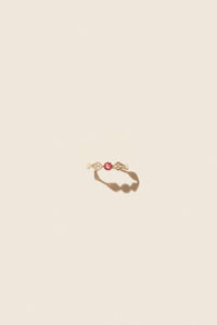 Adele N°1 ring in yellow gold and silver with diamond - Pink Sapphire