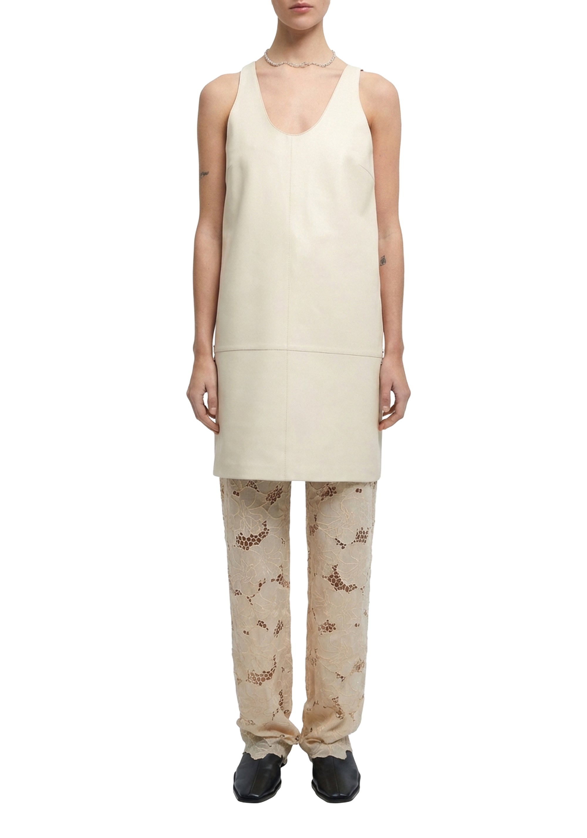 Robe courte Adella en cuir - Buttermilk