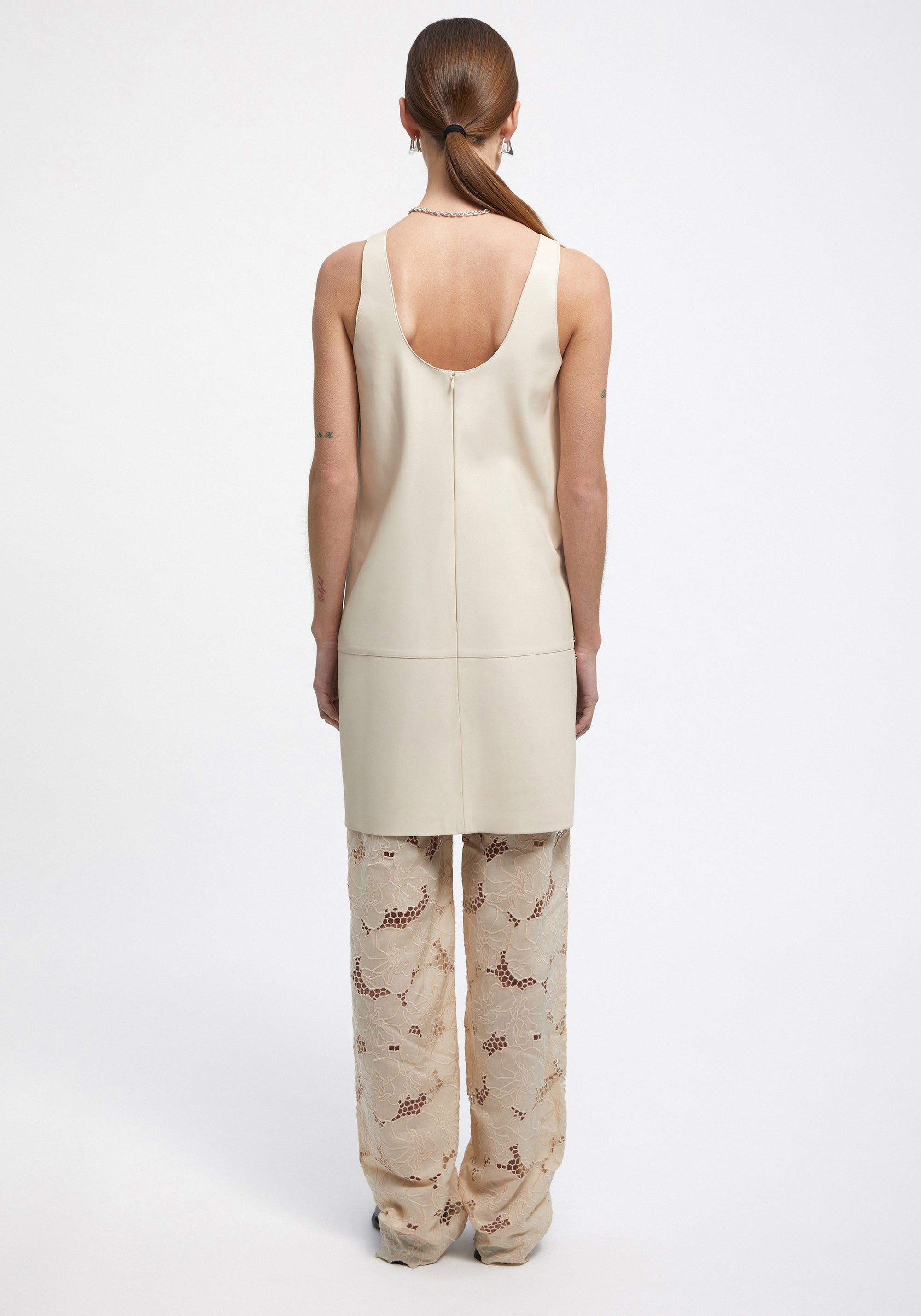 Robe courte Adella en cuir - Buttermilk