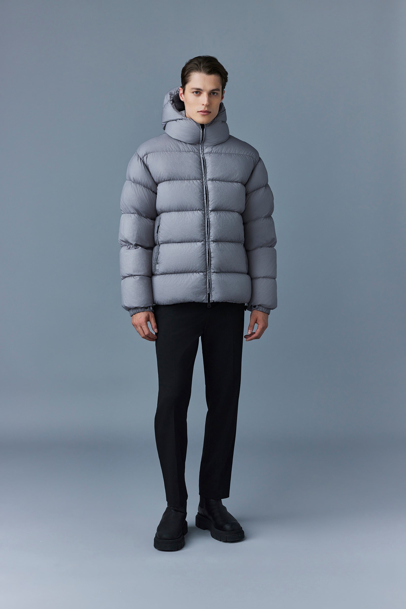 Adelmo short hooded jacket - Light Grey