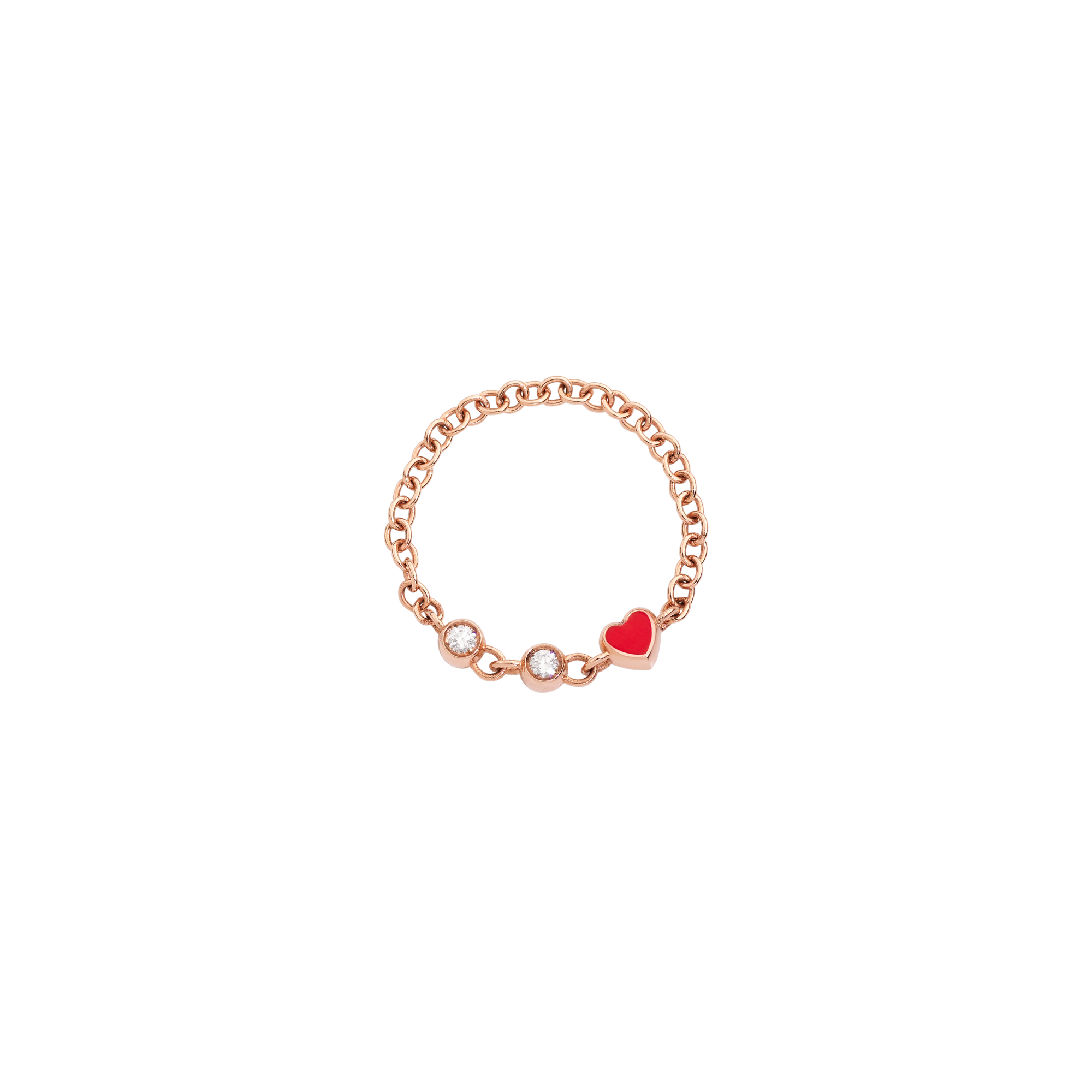 Bague Cuore en or rose 9K et diamants & émail - Or Rose