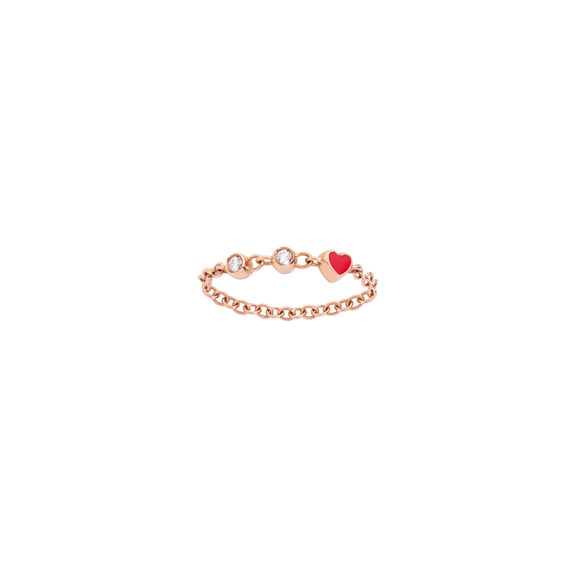 Bague Cuore en or rose 9K et diamants & émail - Or Rose