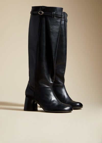 Admiral knee-high boot in leather - Black