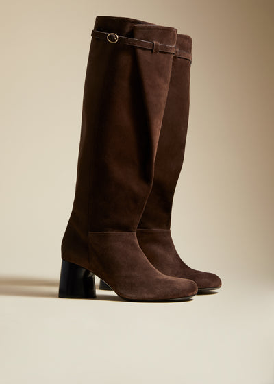 Admiral knee-high boot in leather - Coffee