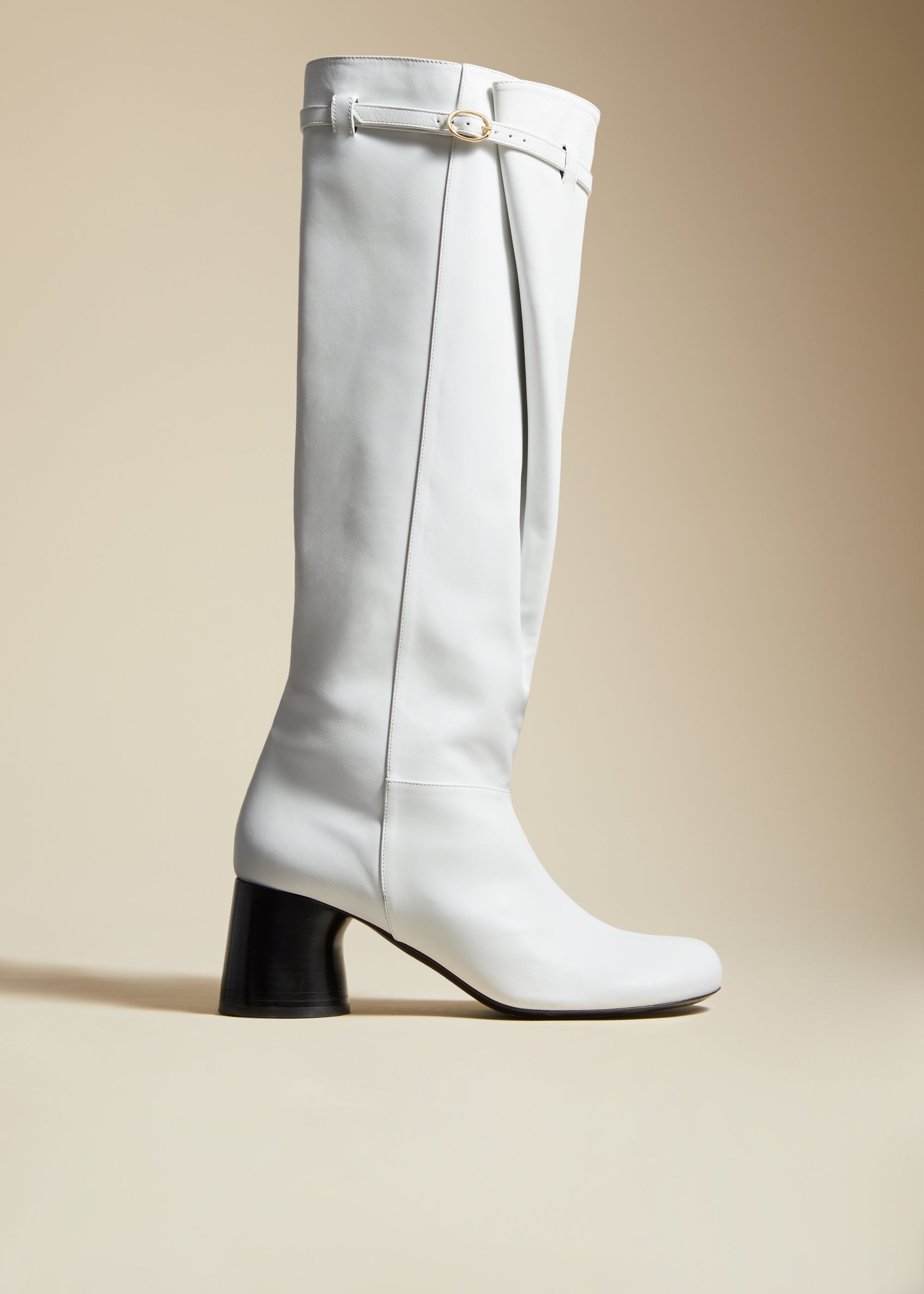 Admiral knee-high boot in leather - White