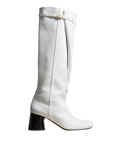 Admiral knee-high boot in leather - White