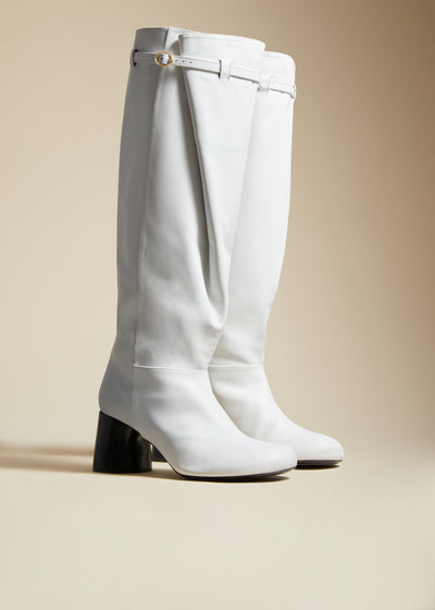 Admiral knee-high boot in leather - White
