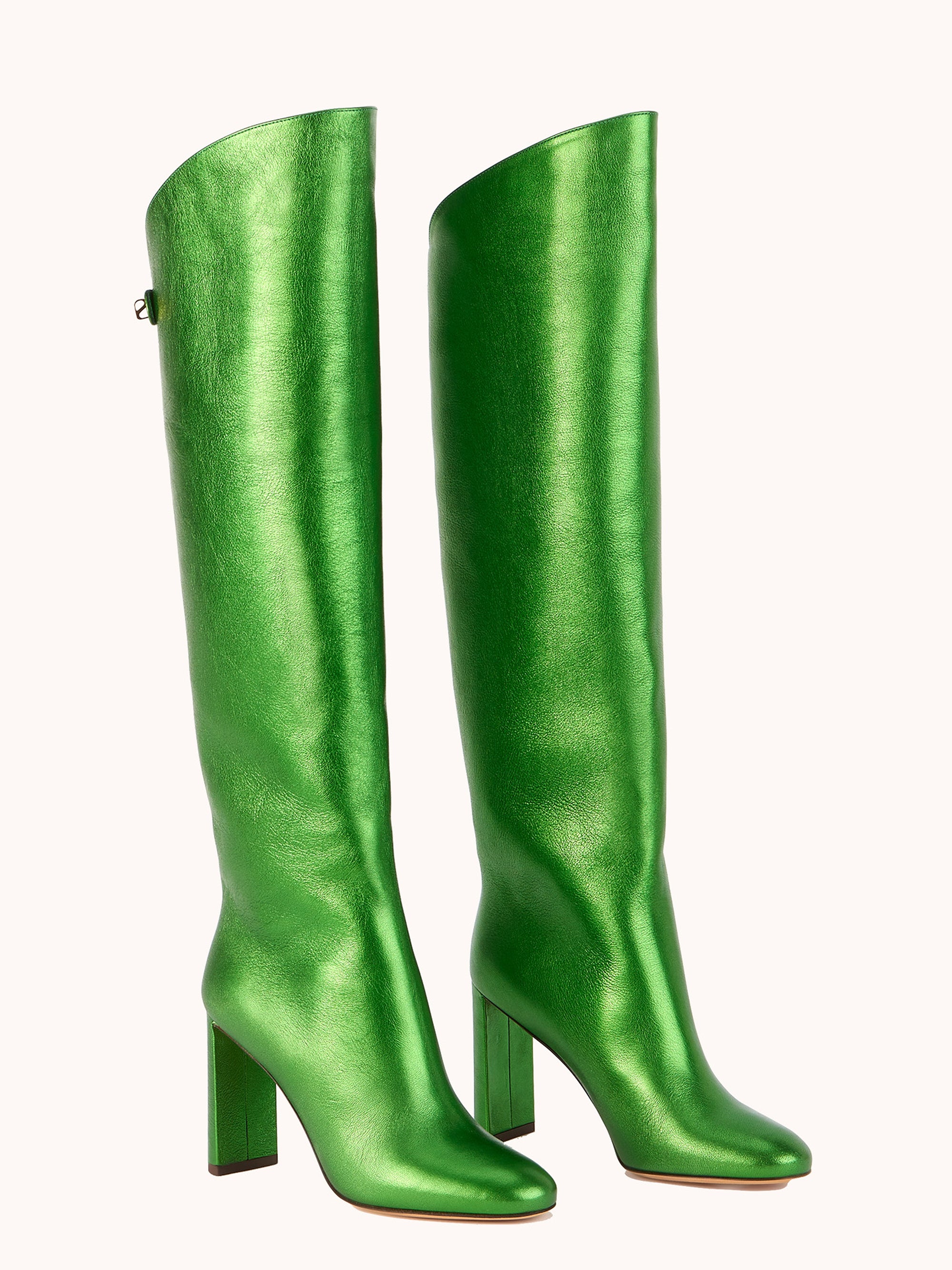 8qty NEW / Bottes Adriana 90 en cuir Nappa métallisé - Green