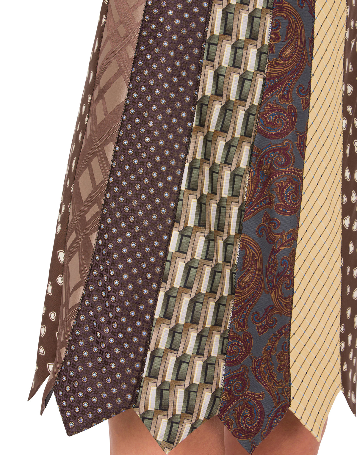Patchowork Tie Skirt - Brown