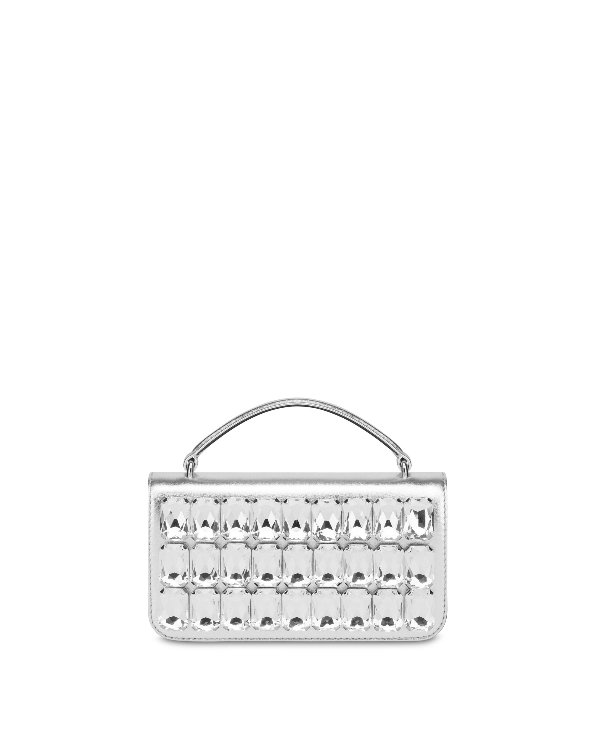 Small laminated bag with jewel stones - Silver
