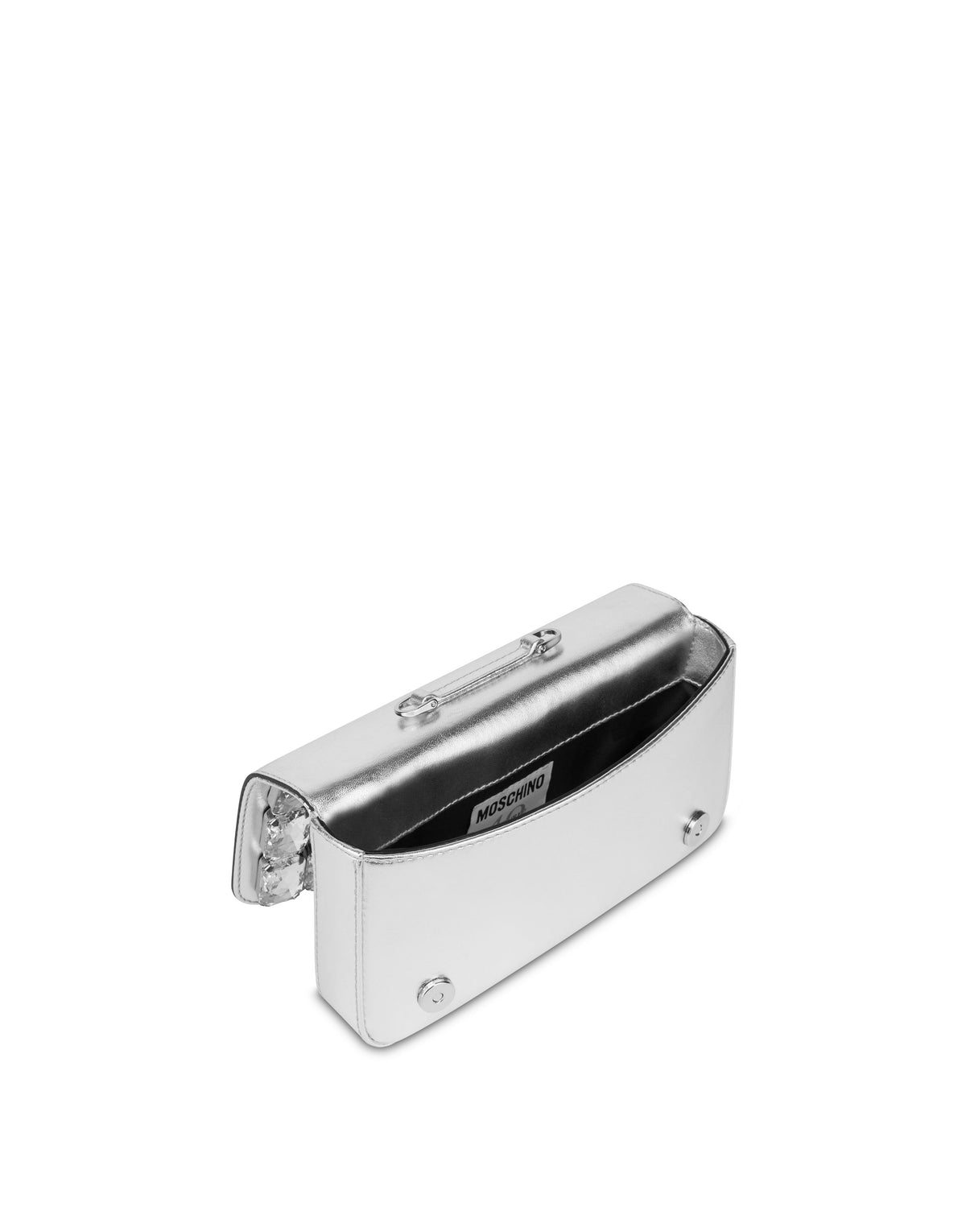 Small laminated bag with jewel stones - Silver