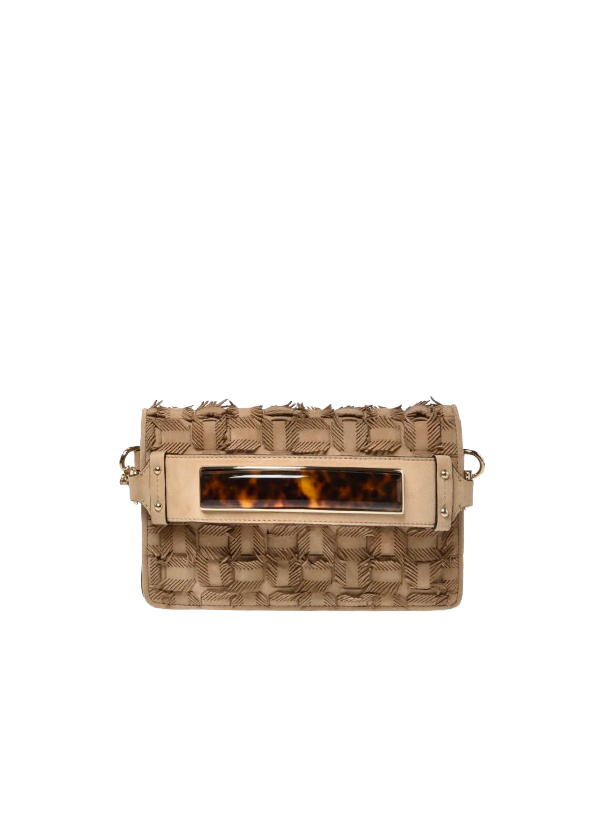 Mini sac à rabat tressé en cuir - Light Gold