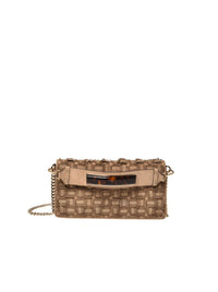 Pochette à rabat tressée avec chaîne en cuir - Light Gold