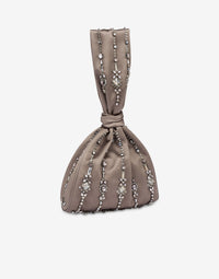 Sac seau en satin avec broderies - Dark Grey