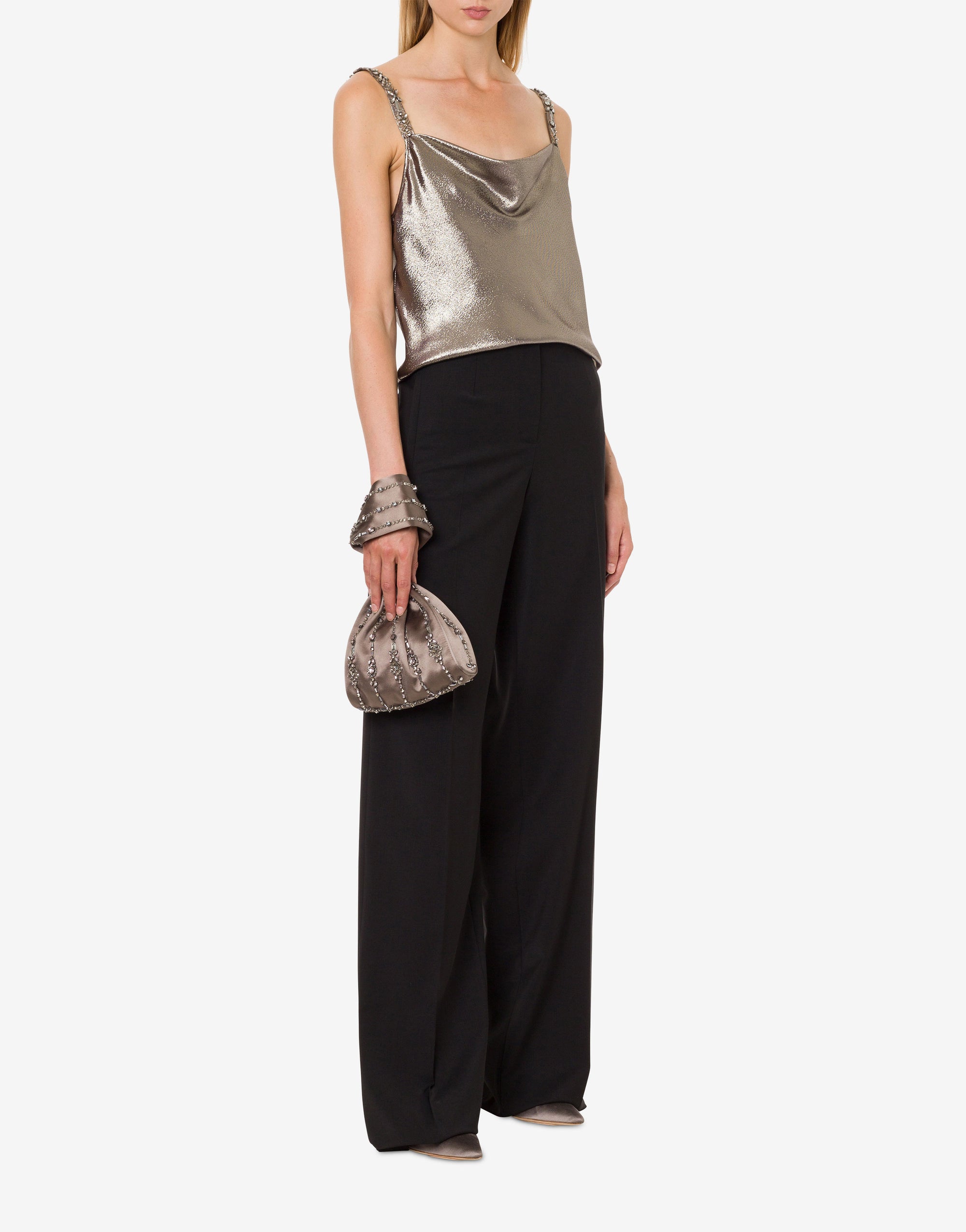 Sac seau en satin avec broderies - Dark Grey
