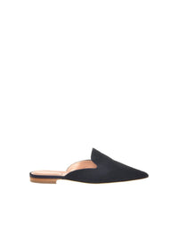 Mules pointues avec broderie cornely et détails satin - Blue