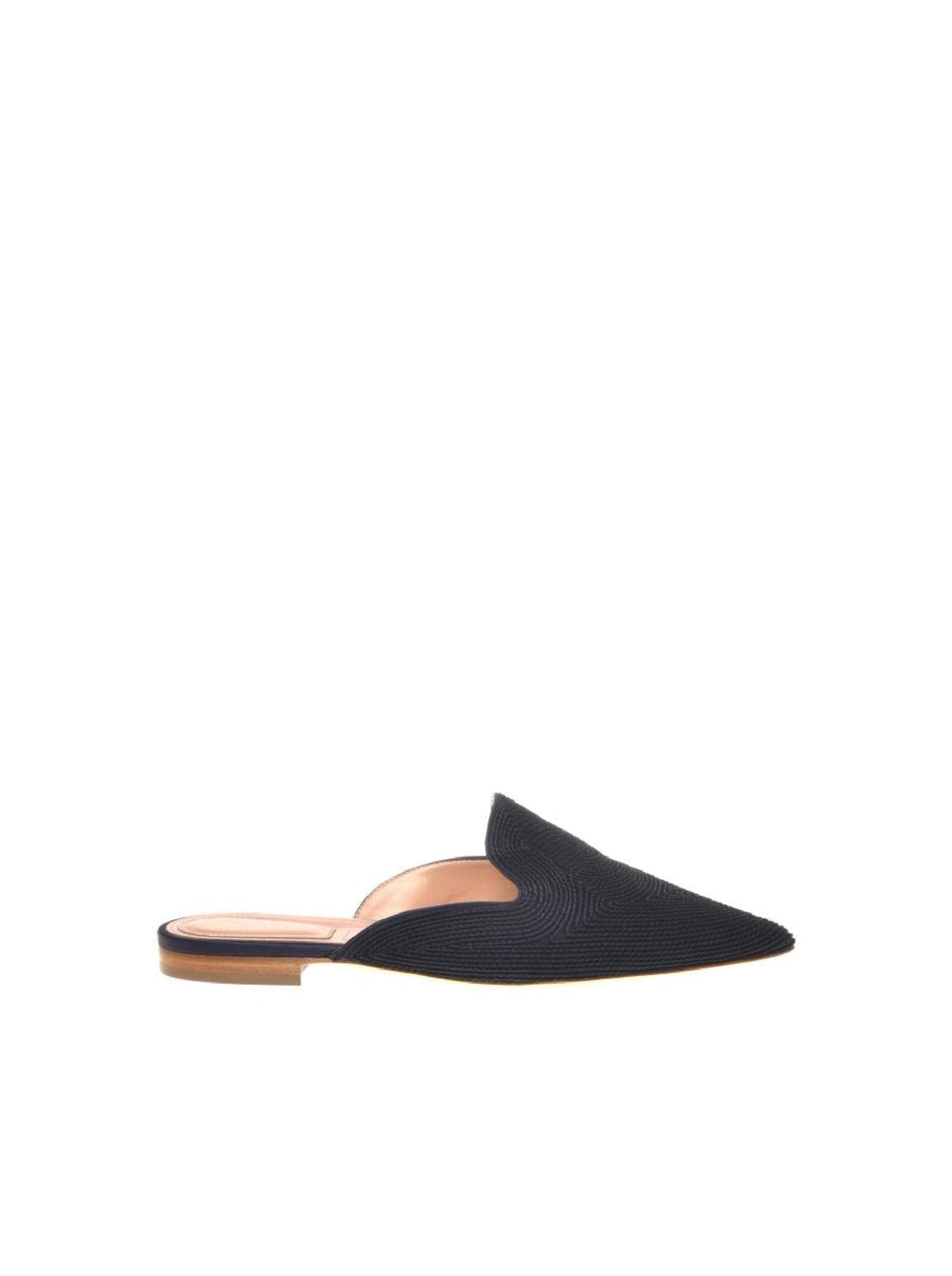 Mules pointues avec broderie cornely et détails satin - Blue