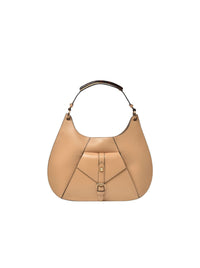 Sac hobo structuré en cuir - Beige