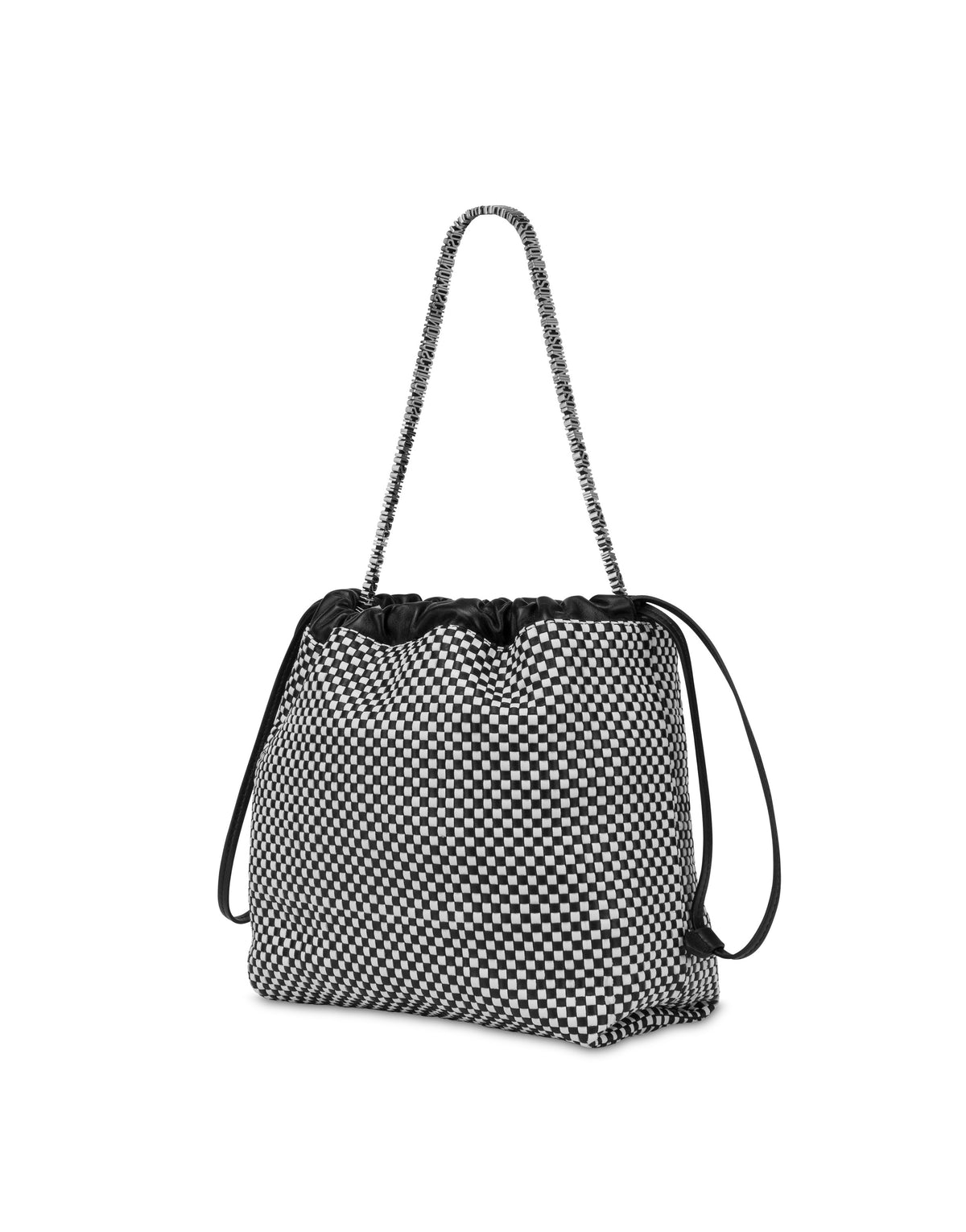 Moschino Mini Lettering bag in woven nappa leather - White