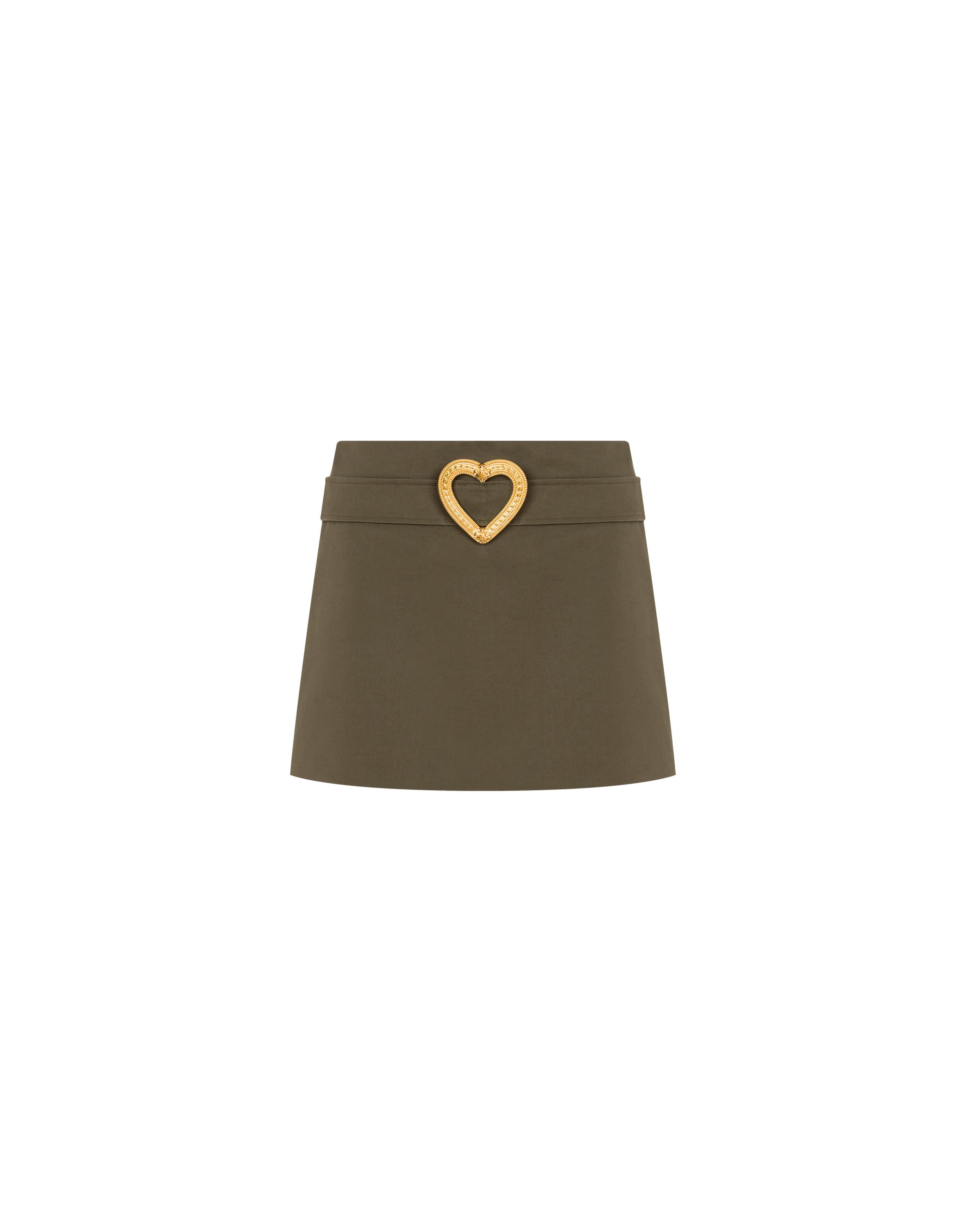 Heart Buckle cotton cloth miniskirt - Green