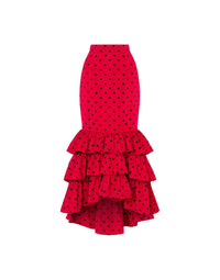 Midi skirt with polka dot print - Red