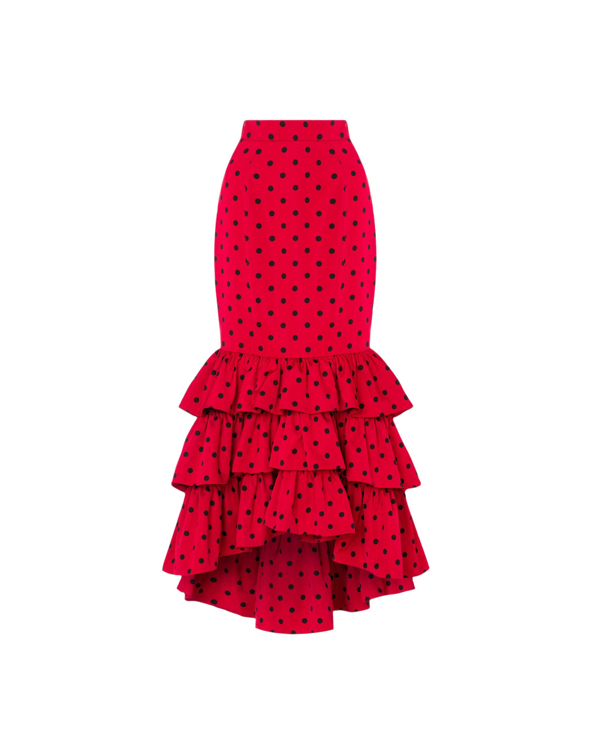 Midi skirt with polka dot print - Red