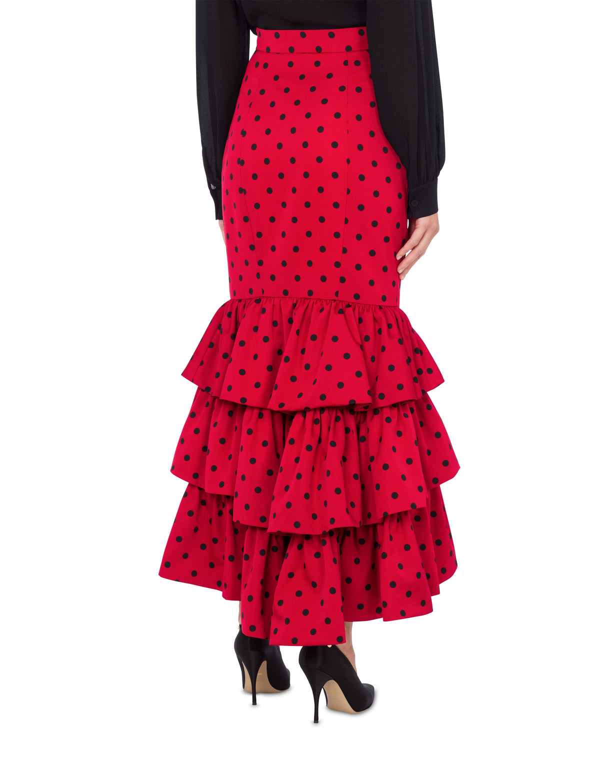 Allover Polka Dots Taffeta Skirt - Red
