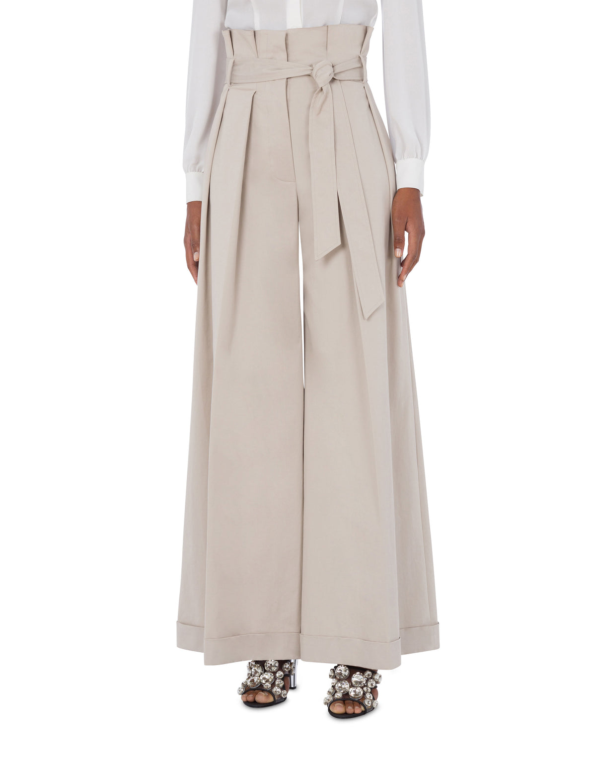 Oversized trousers in cotton canvas - Beige