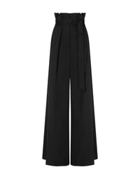 Pantalon oversize ligne A en toile de coton stretch - Black